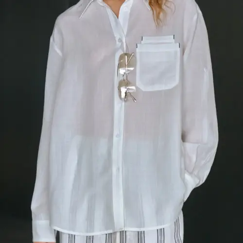 Dameskjorte i hørlyocell med oversized pasform | Åndbar, langærmet, casual bluse