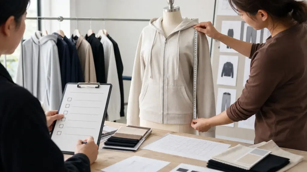 Sample fitting checklist for custom clothing manufacturing