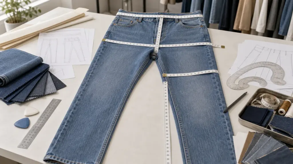 Measuring waist hip rise thigh and inseam on women’s jeans