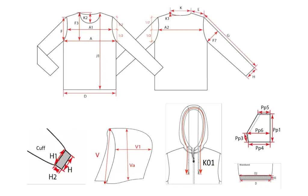 pants size chart waist hip and inseam