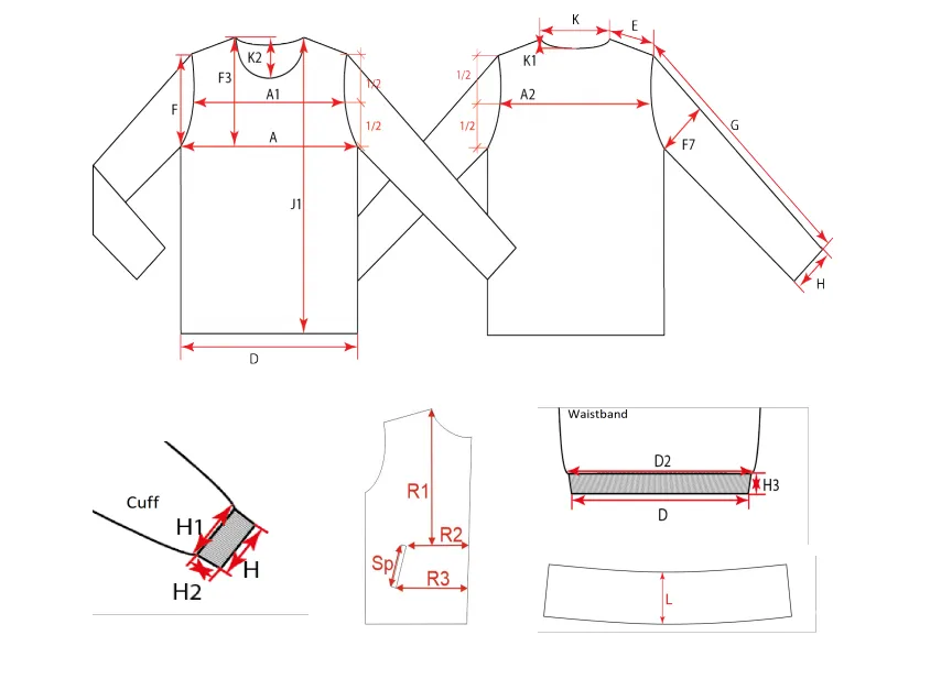 tops size chart chest and shoulder measurements