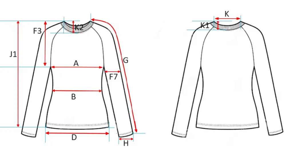 garment measurement points for size specs