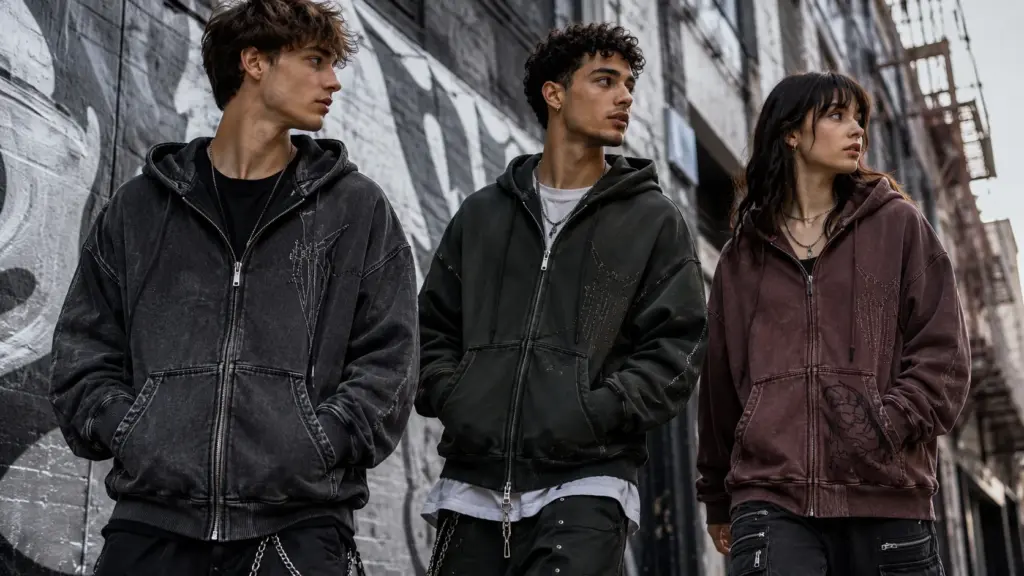 streetwear zip up hoodie fashion