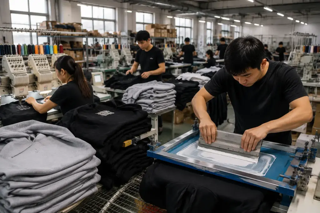 custom embroidered hoodies and printing production