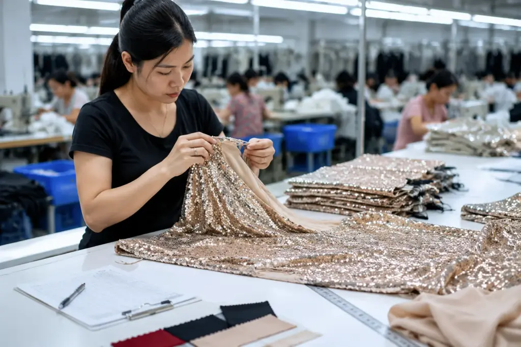sequin dress quality inspection factory
