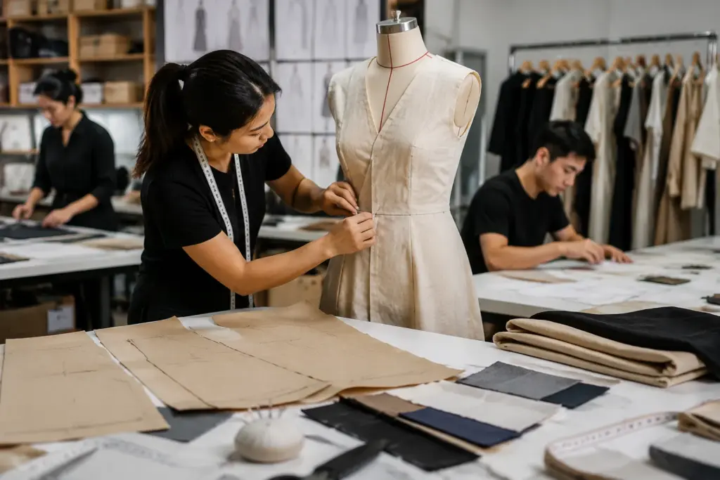clothing manufacturer pattern making and fitting sample process