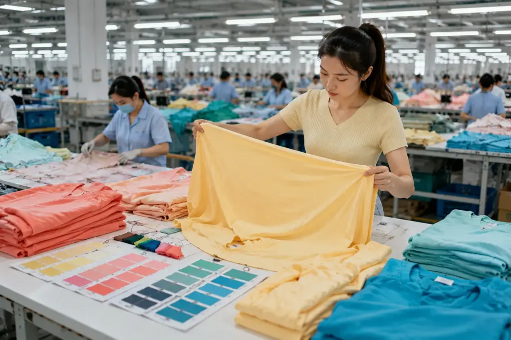 spring color quality control for clothing production