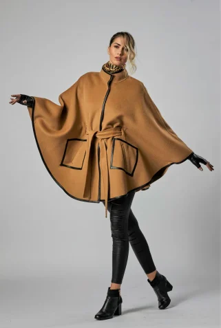 CamelCashmereWoolSwingCapeCoatWithBlackLeatherTrimbyAlesiaChaikaAlesiaC.AlsiaC.com2