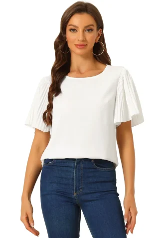 Unique-Bargains-Flutter-Sleeve-Tops-for-Women-s-Round-Neck-Short-Sleeve-Blouse-XS-White_40699cca-a628-48b1-9d1f-f3b0e5ef9871.a7ecb9fda3ff1a66