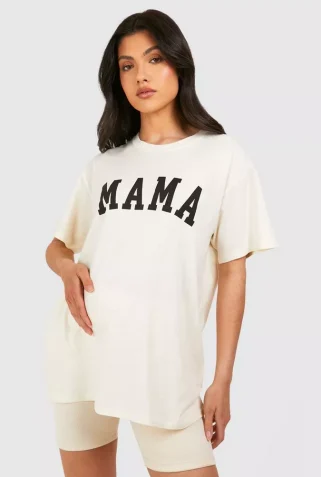 女性用ストーンマタニティママプリントオーバーサイズTシャツ